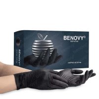 Перчатки нитриловые черные Benovy 5,0 гр. 50 пар/уп. Перчатки нитриловые черные Benovy 5,0 гр. 50 пар/уп.