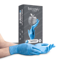 Перчатки нитриловые голубые Benovy 3,0 гр. 100 пар/уп. Перчатки нитриловые голубые Benovy 3,0 гр. 100 пар/уп.