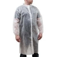 Халат одноразовый спанбонд на липучках пл. 25 гр. белый